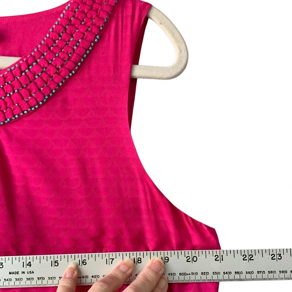 Vineyard Vines Hot pink sheath sundress with‎ smocked/beaded neckline. Size 14